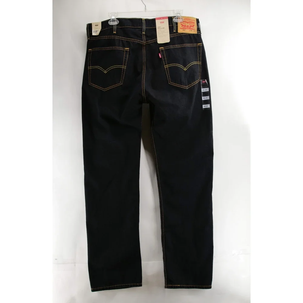 Levis 505 Regular Fit Straight Leg Jeans Mens 38x32 NWT Dark Wash Indigo Blue